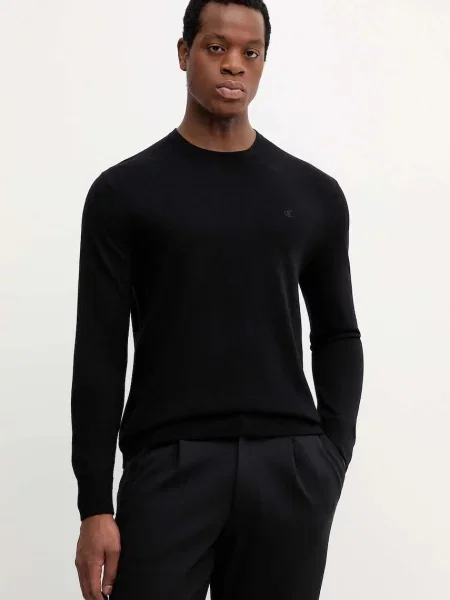 Calvin Klein πουλόβερ ανδρικό μάλλινο μαύρο