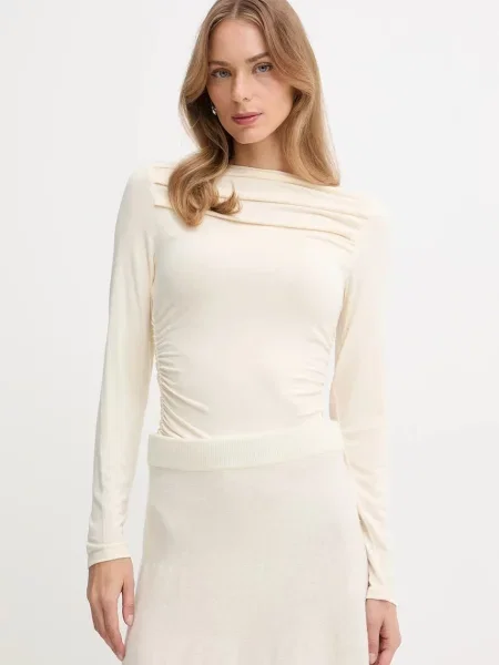 Блуза с дълги ръкави United Colors of Benetton бежово