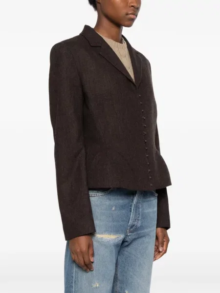 Sacou Lauren Ralph Lauren de lână cu model herringbone gri