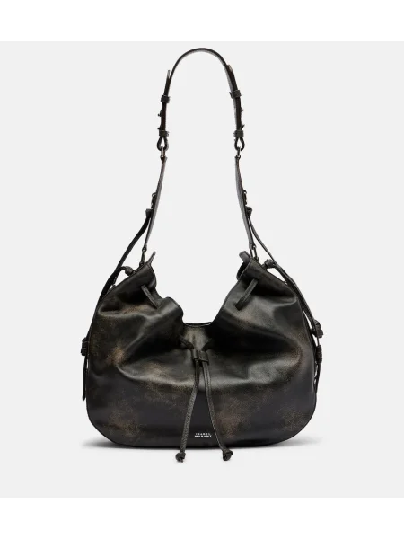 Kožená kožená taška Isabel Marant hnedá