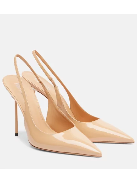 Pantofi cu toc Paris Texas din piele de lac slingback roz