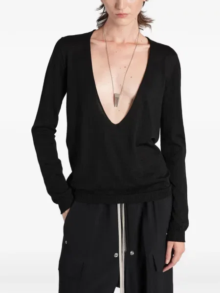 Pulover Rick Owens cu decolteu în V negru
