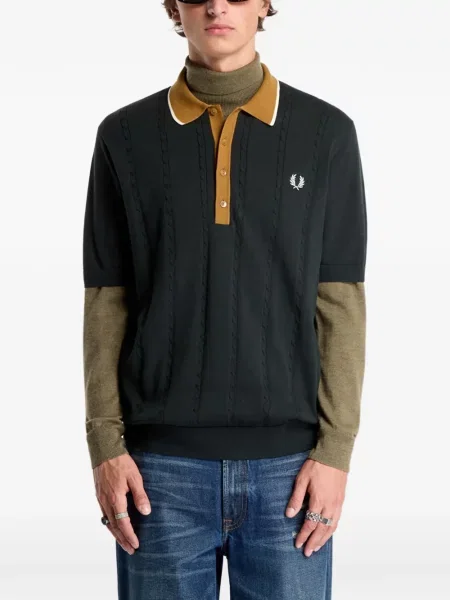 Tricou polo Fred Perry tricotate verde