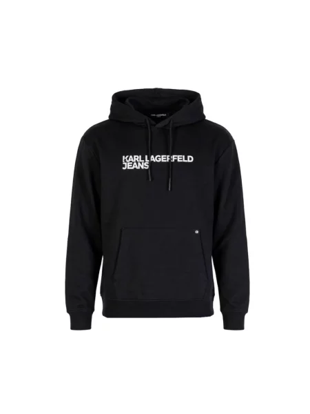 Karl Lagerfeld Jeans bluza z kapturem z nadrukiem czarny