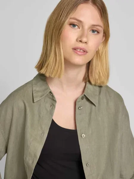 Bluzka lniana o kroju regular fit z listwą guzikową model ‘SANOT’ Samsoe Samsoe