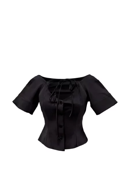 Bluză Ganni cu gât halter negru