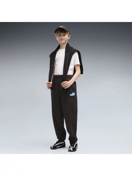 PUMA Młodzieżowe spodnie dresowe o luźnym kroju Essentials Logo Lab Akcesoria czarny