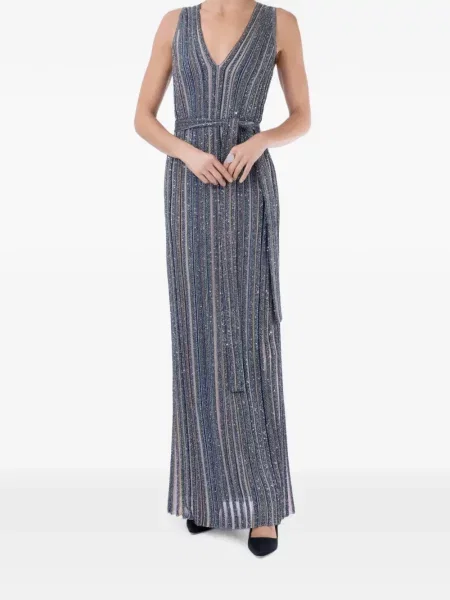 Rochie maxi Missoni fără mâneci cu dungi gri