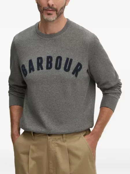 Pulover Barbour cu decolteu rotund cu autograf gri