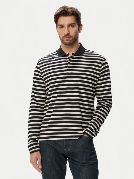 Koszulka polo o kroju regular fit z wzorem w paski model CASSIS' Jack & Jones czarna