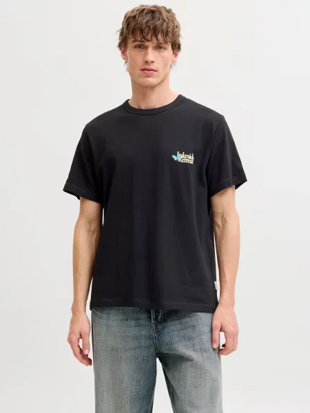 JACK & JONES Tričko JORMONTAUK piesková / indigo / nebesky modrá čierna