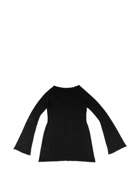 Rochie mini Chrome Hearts plasă cu motiv cu inimi evazată negru
