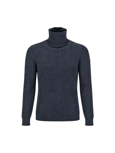 Aksamitny sweter z golfem Rrd do golfa niebieski