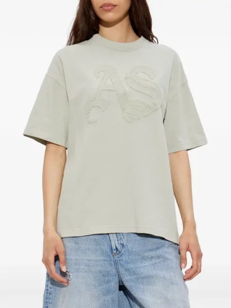 Tricou Allsaints cu aplicații verde