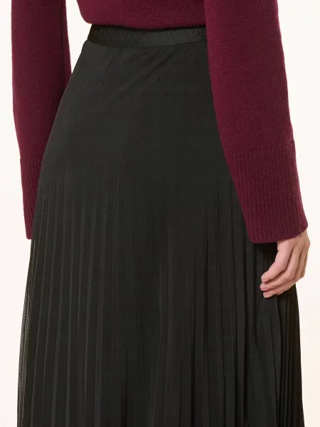 Comma Spódnica Z Siateczki Z Plisami schwarz czarna