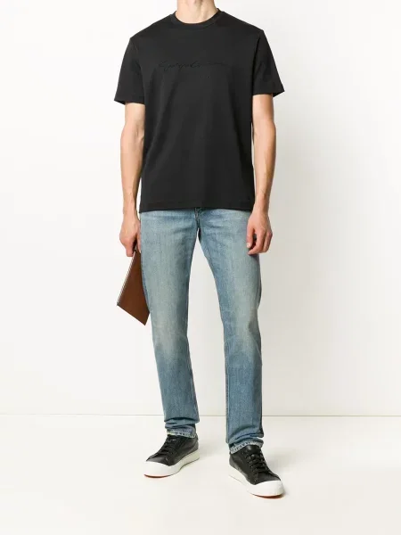 Siuvinėtas marškinėliai Giorgio Armani juoda