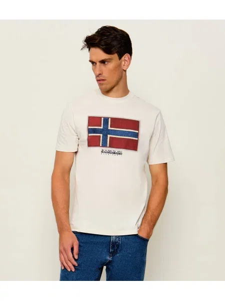 Napapijri Tricou S Flag Tiki SS | Relaxed fit alb
