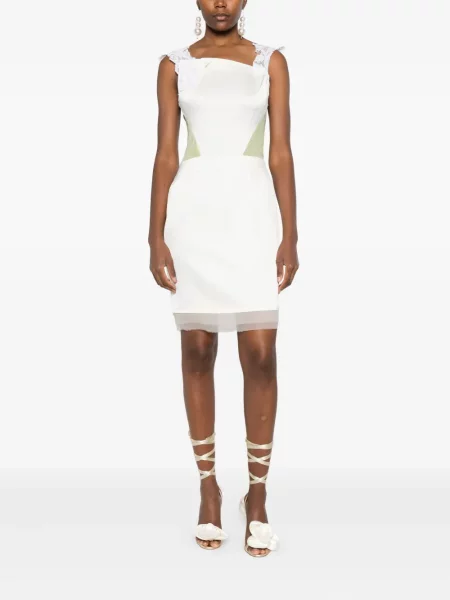 Rochie mini Gemy Maalouf din dantelă de costum alb