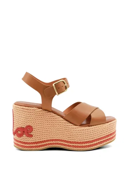 Espadrile Chloé din piele cu platformă