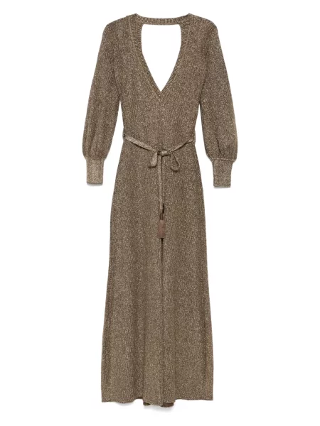 Костюм макси рокля Tom Ford с V-образно деколте златисто