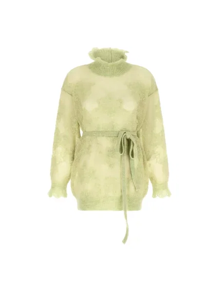 Lniany sweter Twinset zielony