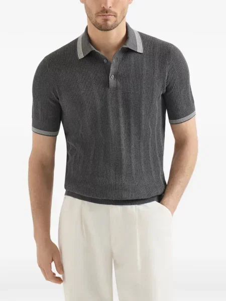 Πλεκτό polo Brunello Cucinelli γκρι