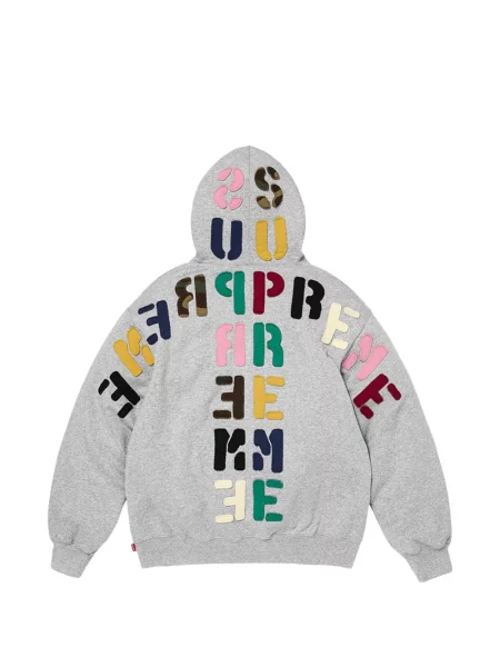Hanorac cu glugă Supreme cu autograf gri