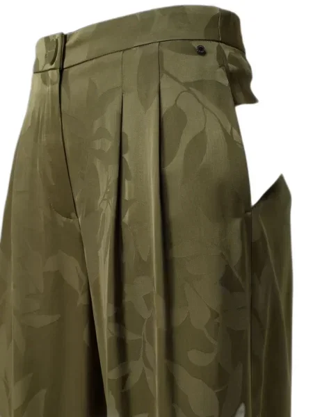 Satenske hlače Armani Exchange s cvjetnim printom s printom zelena