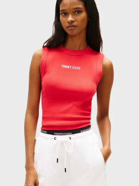 Майка Tommy Jeans з автографом червона