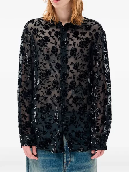 Cămașă Ann Demeulemeester cu model floral negru