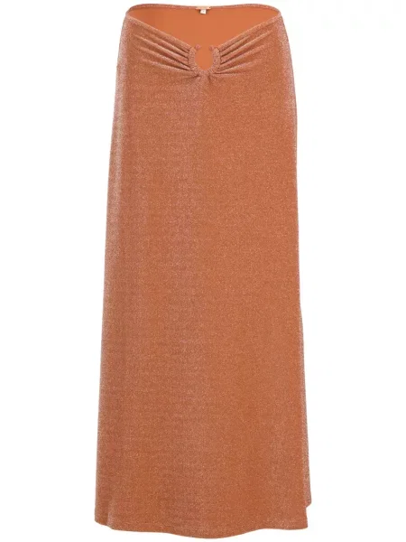 Fustă midi Johanna Ortiz până la genunchi portocaliu