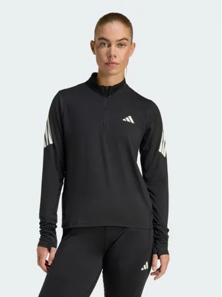 Adidas Суитшърт Iconic Running Zip черен