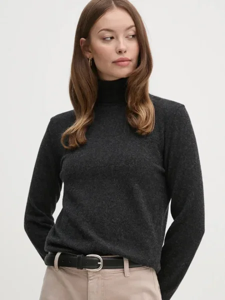 United Colors of Benetton pulover de lana femei light cu guler gri