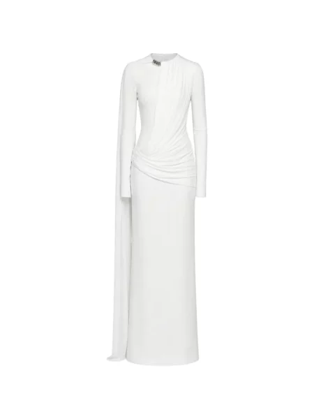 Rochie maxi Chats By C.dam drapată alb