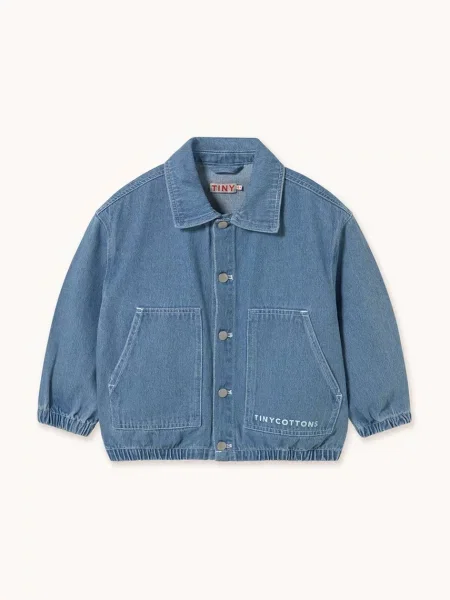 Tinycottons Dětská riflová bunda GRAPHIC DENIM JACKET modrá