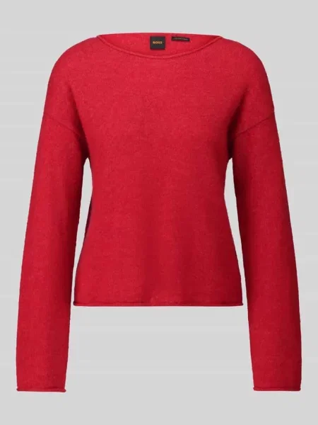 Sweter z dzianiny o kroju regular fit z mieszanki wełny z alpaki z dodatkiem wełny model C_Follettino' Boss Orange czerwony