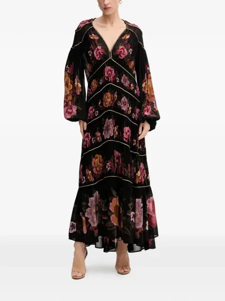 Rochie maxi Farm Rio cu model floral cu imagine cu decolteu în V negru