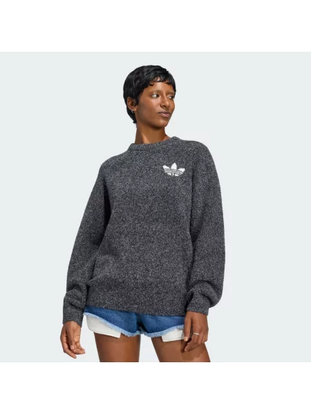 Svetr KNIT ESSENTIALS BOUCLE CREW černý