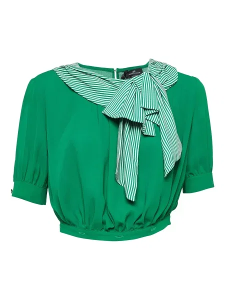Top Elisabetta Franchi z kokardką z krepy zielony
