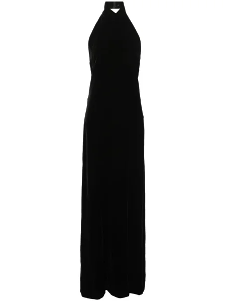 Rochie maxi Max Mara cu gât halter cu spatele deschis negru