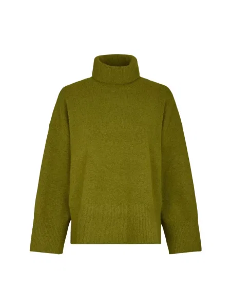 Lniany sweter z golfem Neo Noir zielony
