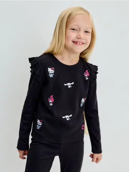 Sinsay Komplet: tričko a legíny s příměsí viskózy Hello Kitty and Friends šedá