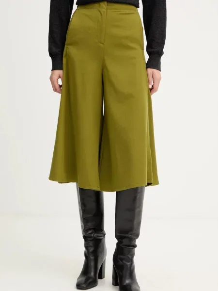 United Colors of Benetton pantaloni din lână lat high waist verde