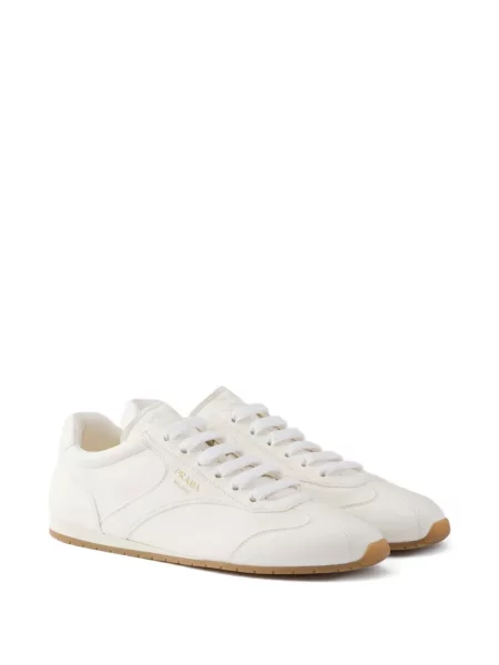 Fűzős bőr sneaker Prada fehér