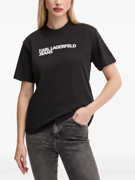 Rövid póló Karl Lagerfeld Jeans nyomtatás fekete