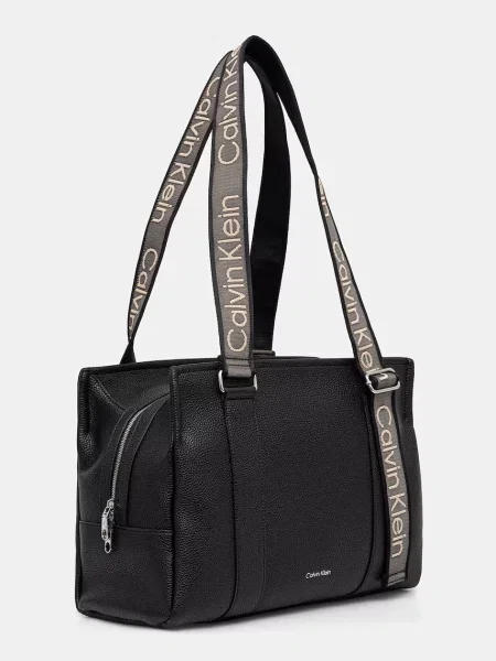 Shopper kabelka Calvin Klein s remienkami z ekologickej kože čierna