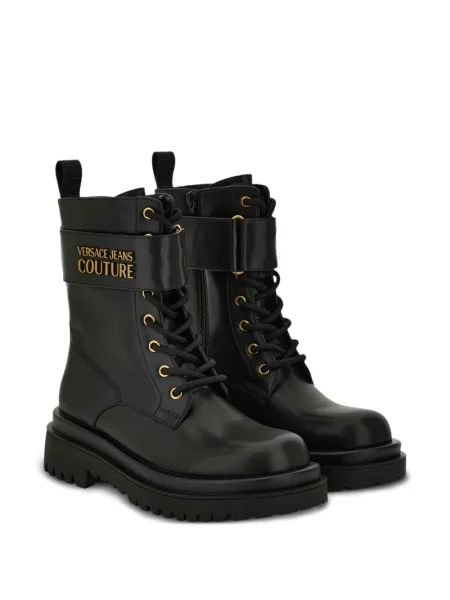 Botine Versace Jeans Couture cu șireturi din dantelă negru