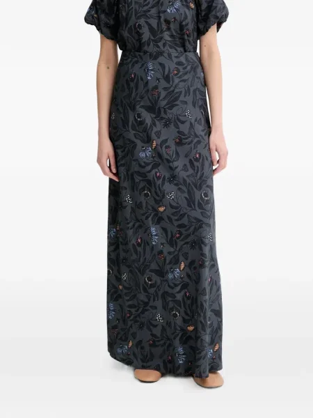 Fusta maxi Munthe cu model floral gri