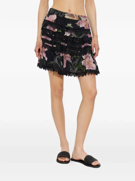 Fusta mini Allsaints cu model floral cu imagine negru