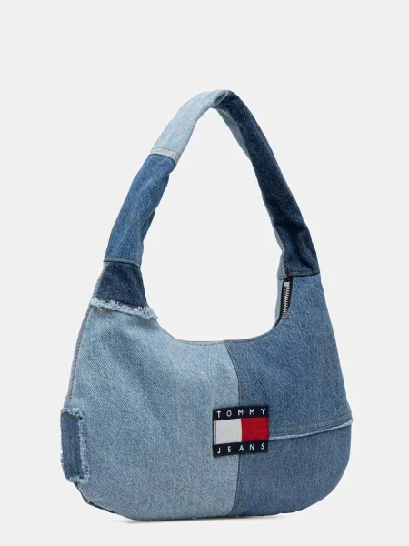 Tommy Jeans Geantă Tjw Denim Patchwork Shoulder Bag albastru